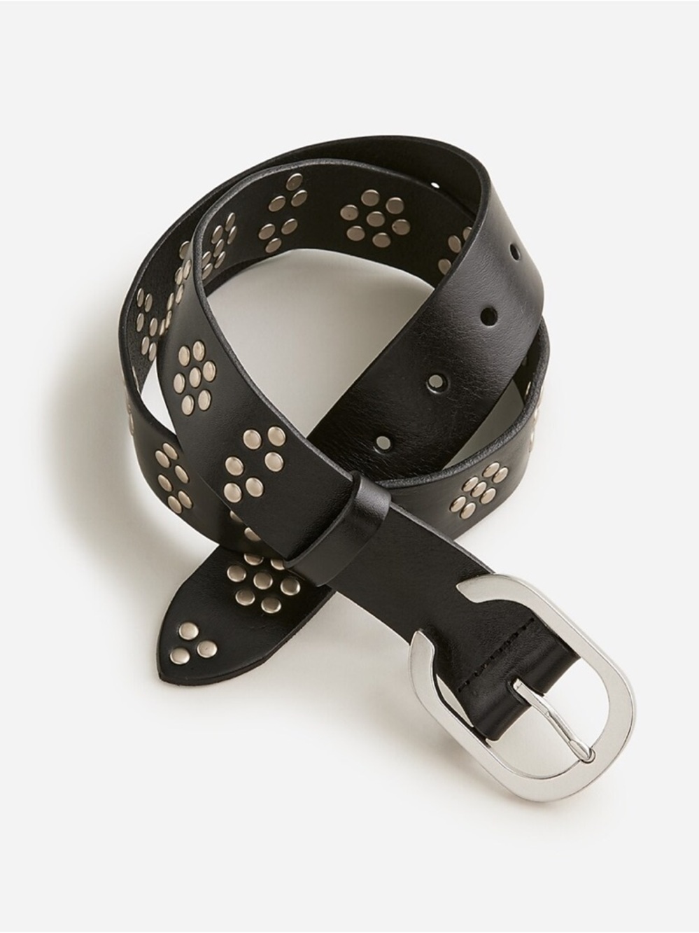 MARI GIUDICELLI X J.CREW STUDDED BELT in black Italian leather sz L